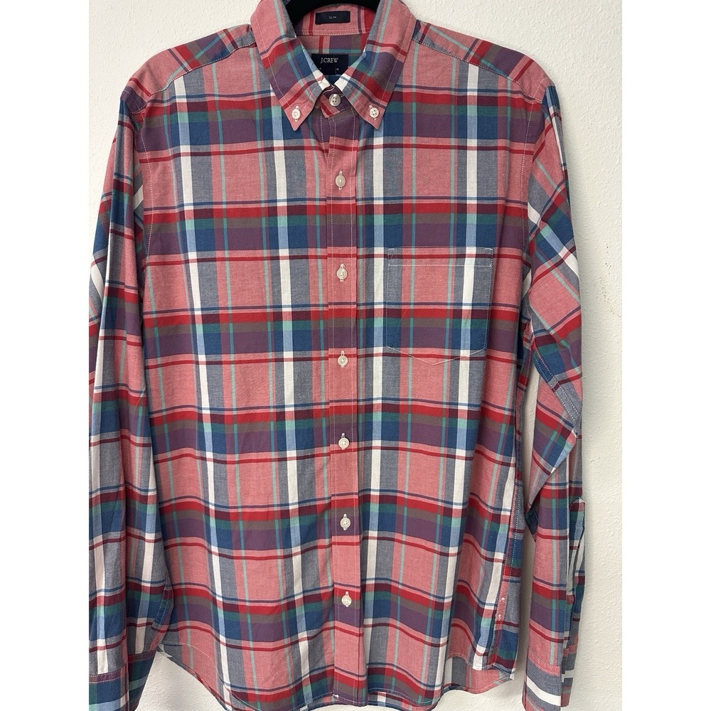 J Crew Shirt Men Medium Slim Fit Spring Classic Preppy Plaid Long Sleeve Casual